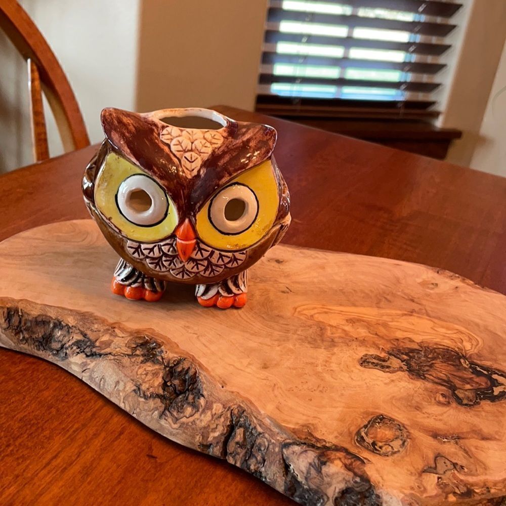 Mid Century Owl Two Piece Candle Holder